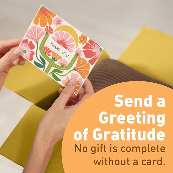 S&O Thank You Cards with Envelopes - Blank Stylish papers for Handwritten Messages -Set of 24 decor sheets and Envelopes - Assorted cute Cards with Stylish Color covers to Mix & Match