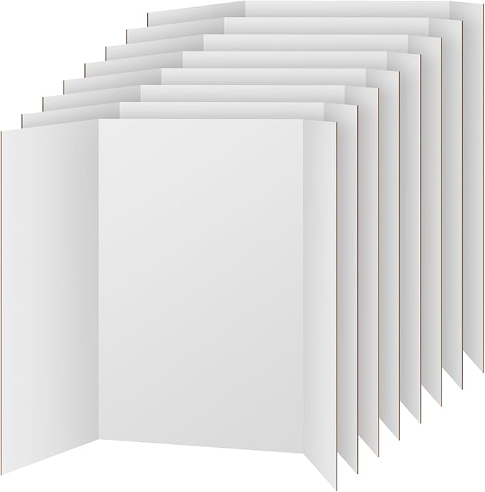 VinTS 8 PCS Trifold Poster Board, 36" x 48" White, Sturdy Foldable Display Boards for School Projects, Science Fair, Business Presentations, Exhibitions, Workshops