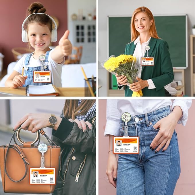 Retractable ID Badge Holder Nurse Badge Reels with Clip Name Card Holders for Office Worker Doctor Nurse (Multicoloured-C)