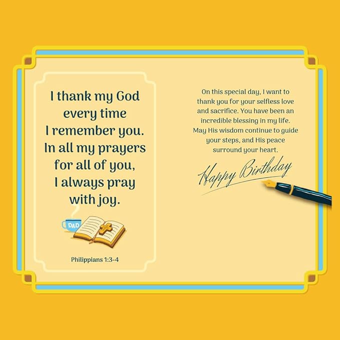 Prime Greetings Religious Birthday Card For Dad, Made in America, Eco-Friendly, Thick Card Stock with Premium Envelope 5in x 7.75in, Packaged in Protective Mailer