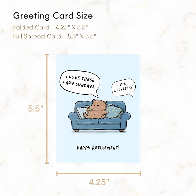 ALY LOU Funny Retirement Card, Sarcastic Card For Mom Dad Husband Wife Friend/Congratulations Greeting Card (I Love These Lazy Sundays… Happy Retirement!)