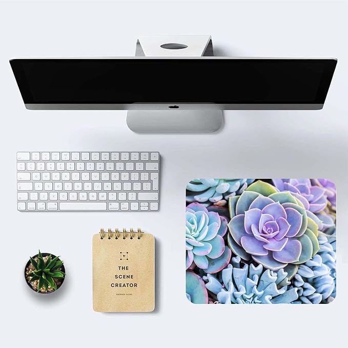 Cute Mouse Pad,Succulents Mouse Pad,Mouse Mat Square Waterproof Mouse Pad Non-Slip Rubber Base Mousepad for Office Laptop, 9.5"x7.9"x0.12" Inch