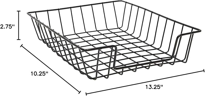 Wire Desk Tray Organizers for Letter-Size Paper, Black Baskets for Classroom (3 Pack)