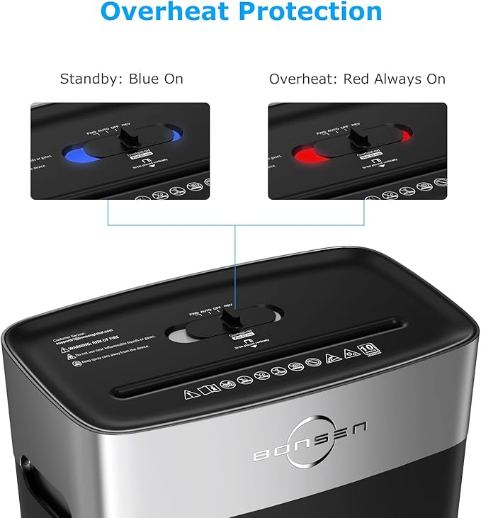 BONSEN Paper Shredder for Home Office, 10-Sheet Cross-Cut Shredder, P-4 High Security Level, Quiet Credit Card Shredder with Jam Proof System, 4 Gallons Bin (S3201)