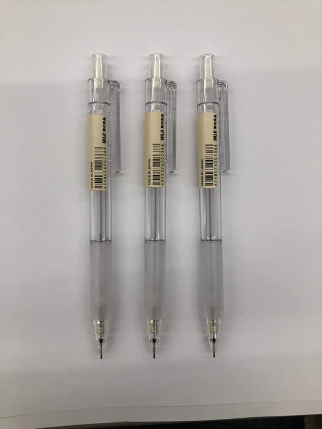 MUJI 3SET Polycarbonate Mechanical Pencil W - Rubber Grip