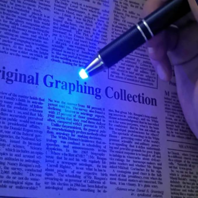 Penyeah Pen with Light, Flashlight LED Light Pen, Lighted Tip Pen for Nurses Writing in The Dark 2pack -Extra Batteries and Refills Included - White+Blue