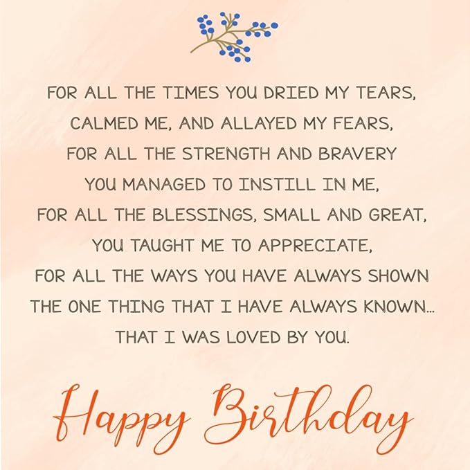 Prime Greetings Heartfelt Birthday Card For Mom (Mother), Made in America, Eco-Friendly, Thick Card Stock with Premium Envelope 5in x 7.75in, Packaged in Protective Mailer