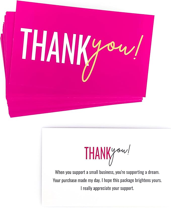 RXBC2011 Gratitude Glow Thank You Cards Hot Pink and Gold appreciation Pack of 100