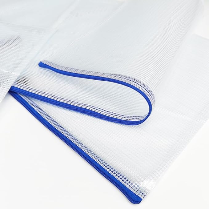 AUSTARK 10 Pcs Zipper File Bags, Waterproof Plastic Mesh Pouch for Office School, Board Game Storage Bags (B4 Size 15''x11'', White and Blue)