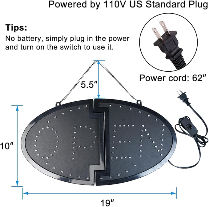 KEBE Open Signs for Business(19"x10"), Ultra Bright LED Open Sign High Visibility Advertisement Board Electric Display Sign for Bar Hotel Shop Window Glass Door