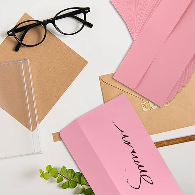 50 Packs 5x7 Envelopes,Pink A7 Envelopes,5x7 Envelopes for Invitations,Envelopes Self Seal for Weddings,Greeting Cards, Mailing, Invitations, Photos, Postcards,Printable Invitation Envelopes