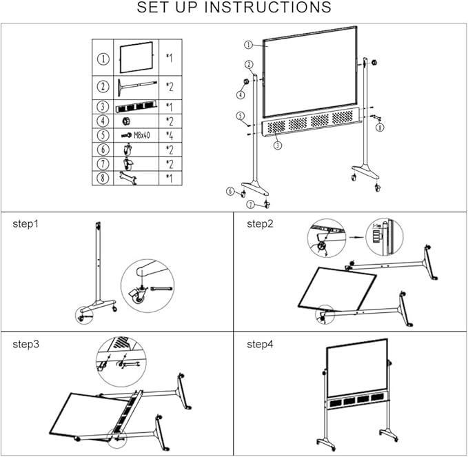 XIWODE Upgraded Large Double-Sided Magnetic Whiteboard with Movable Mesh Bracket & Wheels - 72x36 Inch, Anti-Scratch, Easy-Clean Porcelain Enamel Surface - Flip, Write & Display