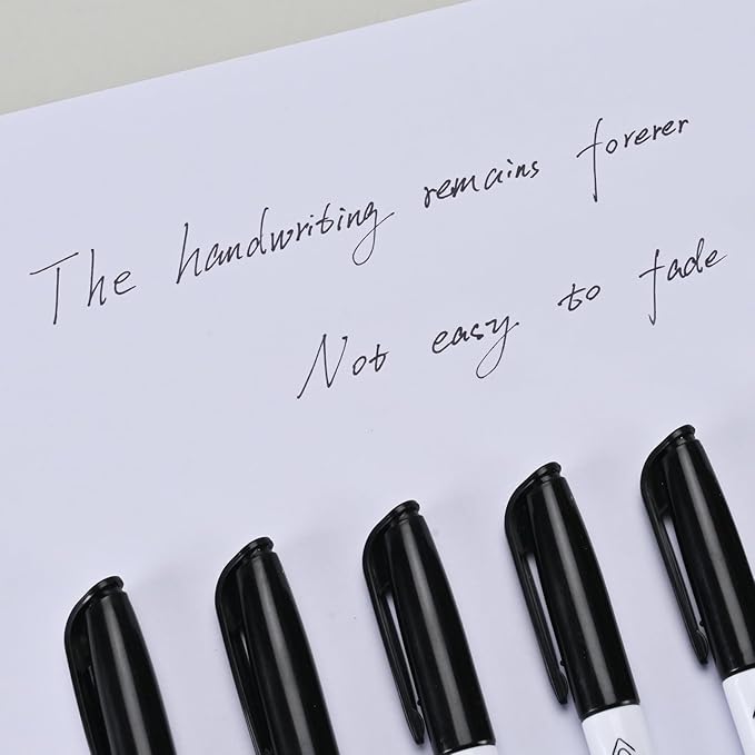 Permanent Markers, Ultra Fine Point, Black, 150 Count, 0.4mm, Fine tip permanent marker set, quick dry, waterproof, fading resists, durable, marks on paper, glass, ceramic, plastic, wood, rock, metal