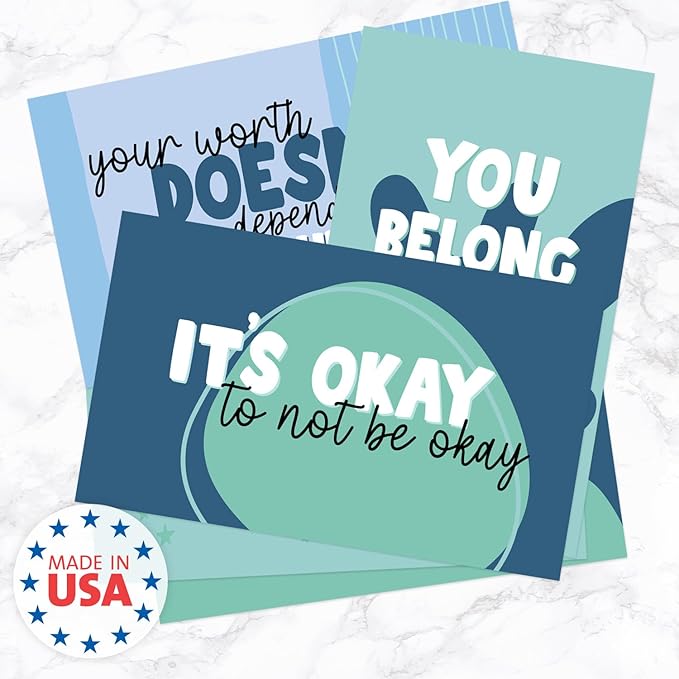 Strong Mental Health Mini Quote Cards / 50 Motivational Kindness Cards / 25 Vibrant Uplifting Designs / 2" x 3.5" Flat Business Card Size/Small Inspirational Daily Quote Cards