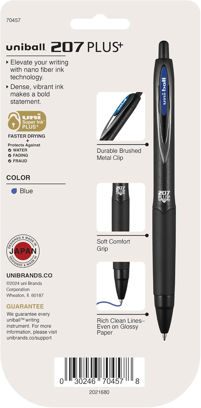 Uniball Signo 207+ Gel Pen 4 Pack, 0.7mm Medium Blue Pens, Gel Ink Pens | Office Supplies Sold by Uniball are Pens, Ballpoint Pen, Colored Pens, Gel Pens, Fine Point, Smooth Writing Pens