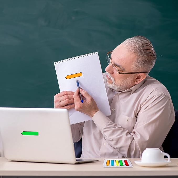 Teling 4000 Pcs Arrow Flags Arrow Tabs Flags Sign Here Tabs Arrow Stickers 5 Colors Sticky Flags Arrow Sticky Notes with Dispenser Easy to Post for Notary Books Paper