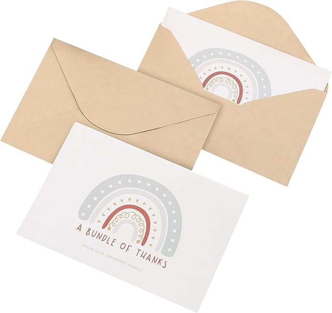 Baby Shower Thank You Cards with Envelopes, 50 Pack, Baby Girl Shower, Baby Boy Shower, Gender Neutral, Baby Shower Thank You Notes, Baby Shower Cards, Baby Thank You Cards for Girl, Baby Thank You
