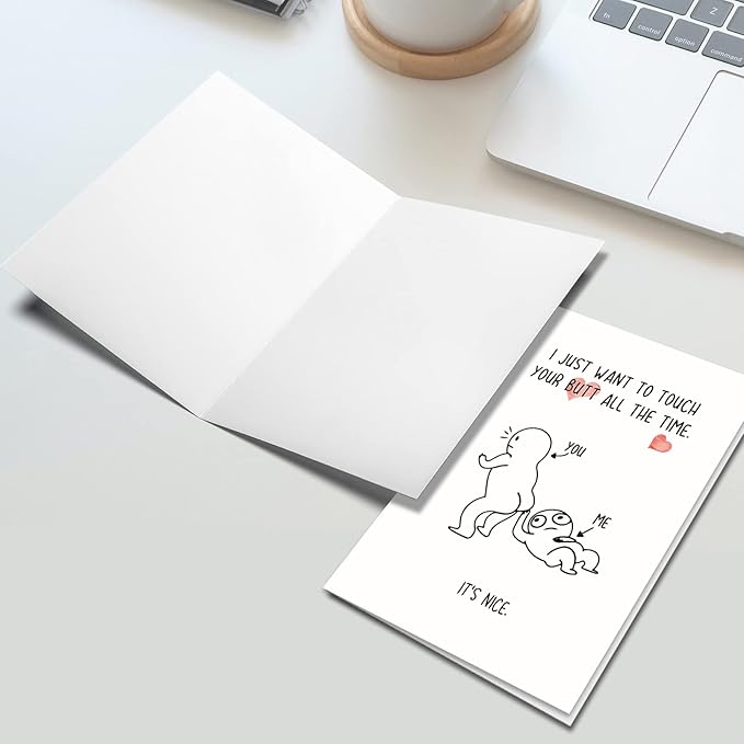 Ogeby Funny Valentines Day Card Gifts for Boyfriend Girlfriend, Naughty Valentines Day Gifts for Husband Wife, Cute Anniversary Card for Him Her, Touch My Butt Love Card