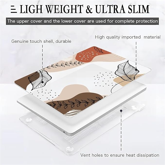 Compatible with MacBook Air 13.3 inch Case 2018-2020 Release A1932 A2179 A2337, Tropical Leaves Hard Plastic Shell Cover Case