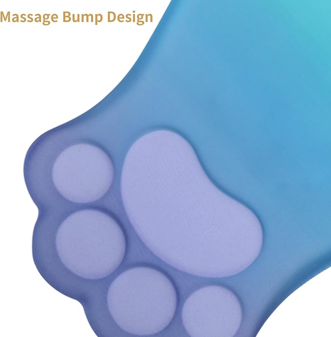 Ergonomic Mouse Pad with Wrist Rest,Cute Cat Paw Mousepad Wrist Support,Comfortable Massage Design Computer Pain Relief Mouse Pad with Non-Slip PU Base for Desk Laptop Gaming,Purple&Green