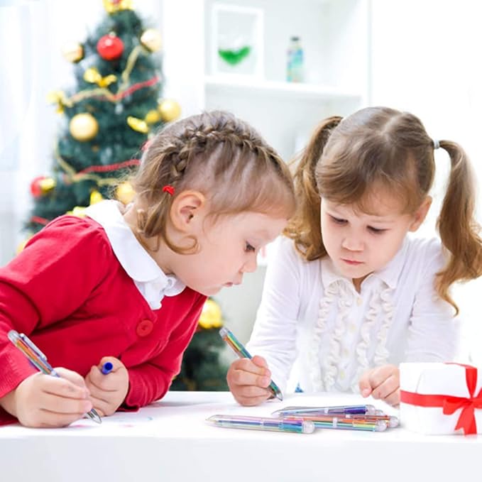 EEOYU 15 Pack Multicolor Pens 0.5mm 6-in-1 Retractable Ballpoint Pens 6 Colors Transparent Barrel Ballpoint Pen for Office School Supplies Students Children Gift