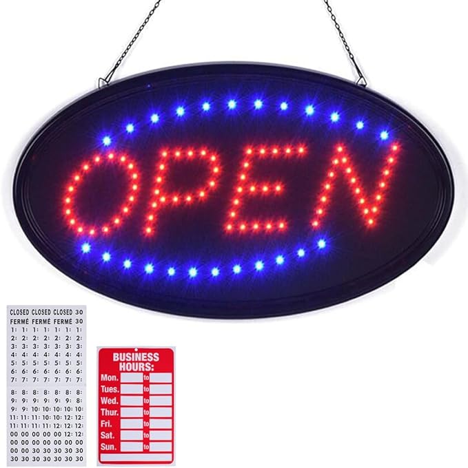 KEBE LED Open Sign, High Visibility Advertisement Board Bright Electric Display Sign Flashing Light for Walls Business Window Bar Shop Hotel, 23" x 14"