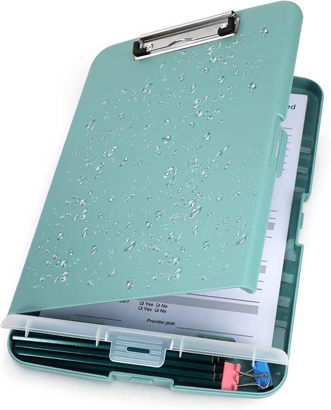 Clipboard with Storage, Clip Boards 8.5x11 with Storage, Large Capacity Nursing Clipboards with Pen Holder, Heavy Duty Plastic Storage Clipboard Folder with Low Profile Clip, Side-Opening