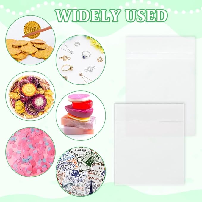 PH PandaHall 60Pcs Peel Self Seal Glassine Bags Flat Glassine Wax Paper Bags, White Self Adhesive Paper Bags Food Bags for Snacks Cookies Nuts Coffee Beans Candies Beads, 4.72x3.27inches