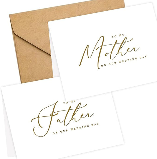 LADY&HOME Set of 2 Wedding Day Cards to Father and Mother,To My Father and Mother on My Wedding Day Card (C2:Father & Mother)