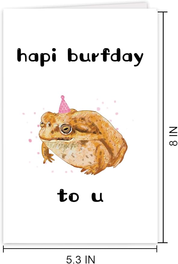 Funny Grumpy Frog Birthday Card Gift for Women Men Son Daugher, Toad Frog Lover Birthday Greeting Card Gift for Husband Wife Boyfriend Girlfriend