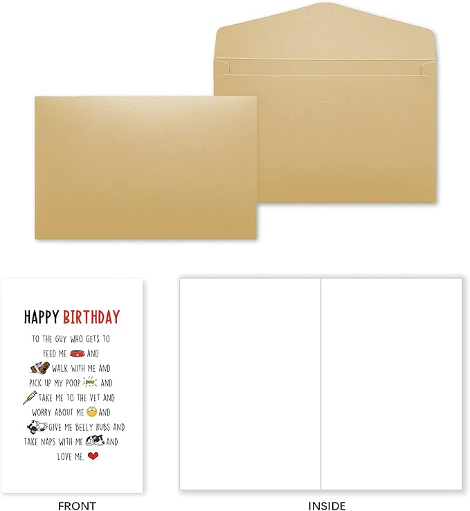 Ziwenhu Dog Dad Birthday Card, 8 x 5.3 inches, Recycled 300gsm Linen Cardstock, Blank Inside