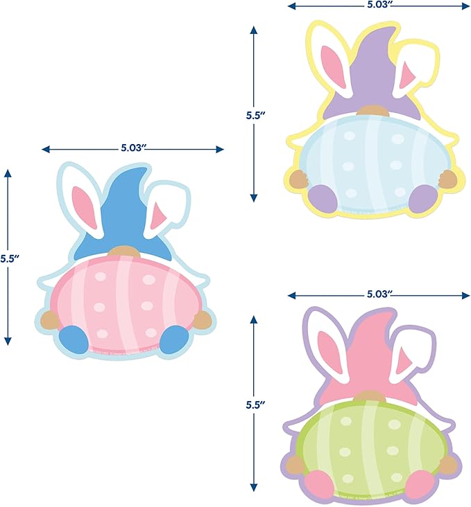 Eureka Easter Gnomes Paper Cut-Out Classroom Decorations for Teachers, 36 Pieces