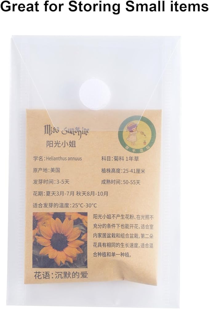 3’’ x 5’’ Vertical Plastic Envelopes Hook Loop Closure Coupon Receipt Sticker Holder 30 Pack