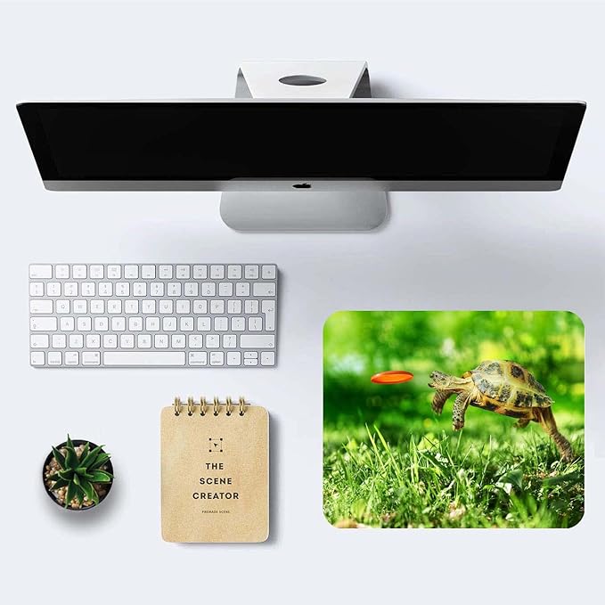 Cute Jumping Turtle Animal Mouse Mat, Square Waterproof Non Slip Rubber Base Mouse Pad for Office Laptop, 9.5"x7.9"x0.12" Inch