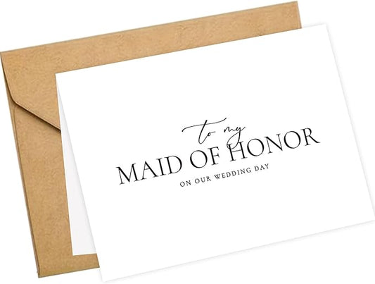 LADY&HOME To My Maid Of Honor On My Wedding Day Card,Bridesmaid Thank You Card Wedding Day Bridesmaid Proposal (Black Foil,Maid Of Honor)