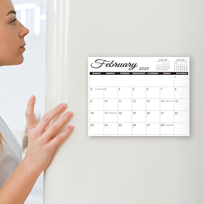SKYDUE 2025 Magnetic Calendar for Refrigerator, Fridge Calendar 2024-2025, Jul 2024 to Dec 2025 18 Months Magnetic Calendar, 10" x 8", Black