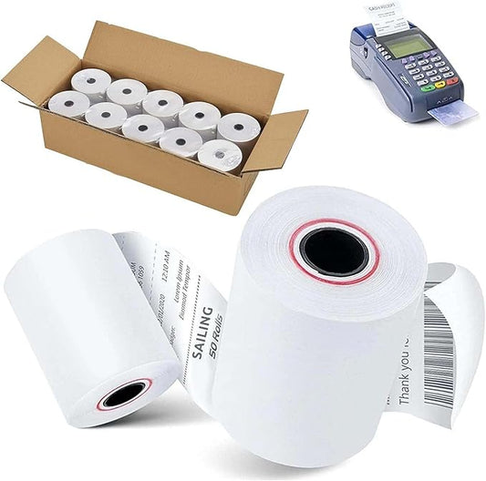 (10 Rolls) 2 1/4 x 50 Thermal Paper Receipt Rolls Premium Quality Paper fits all Credit Card Terminals BPA Free
