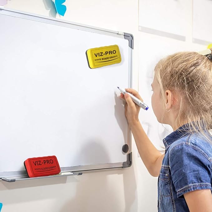 VIZ-PRO Magnetic White Board Eraser, 3 Colored Eraser, 9 Pieces