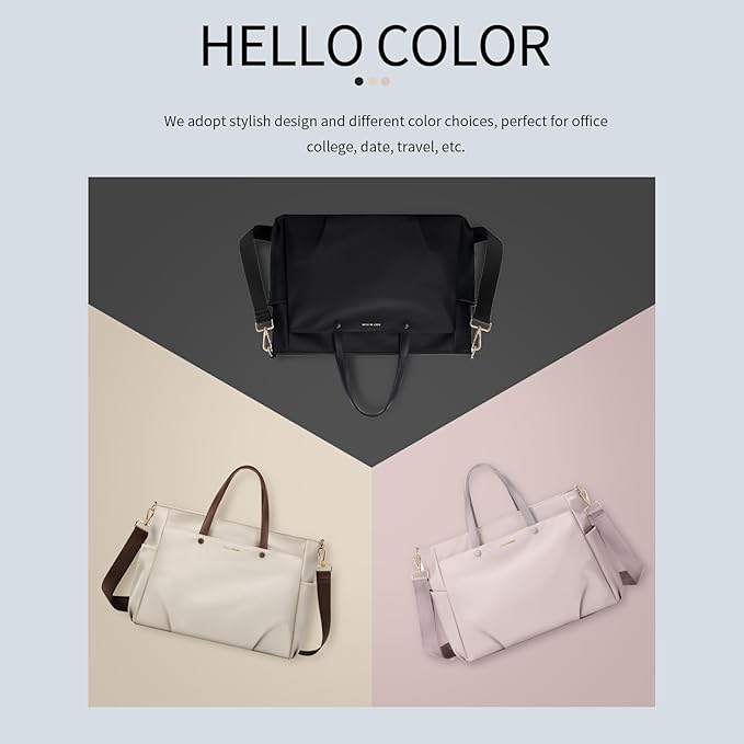 Laptop Shoulder Bag 14 Inch, Computer Shoulder Bag Large Work Tote Bag for Women, Laptop Carrying Case Stylish Handbag for Business Travel (Pinkish Grey)
