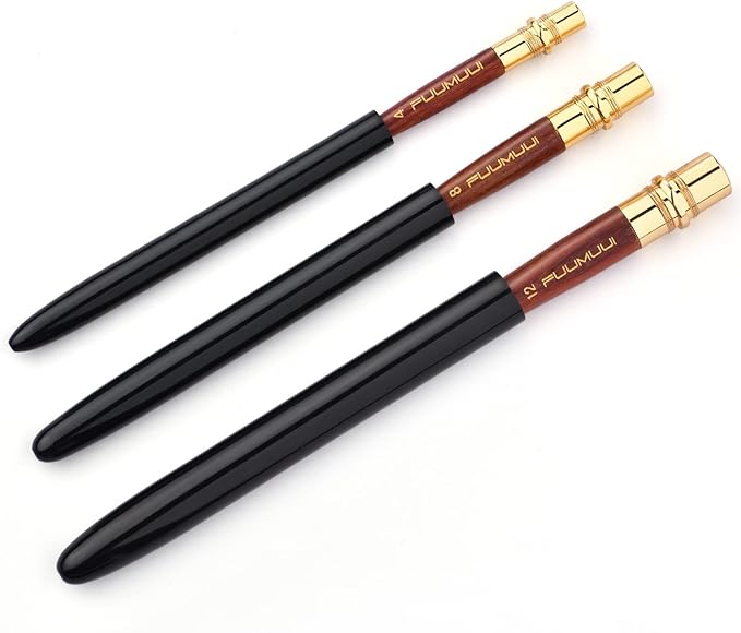 Kolinsky Travel Watercolor Brushes, Fuumuui 3Pcs Plein Air Elegant Kolinsky Sable Watercolor Brushes with Pocket Size Leather Pouch Perfect for Watercolor Gouache Ink Painting
