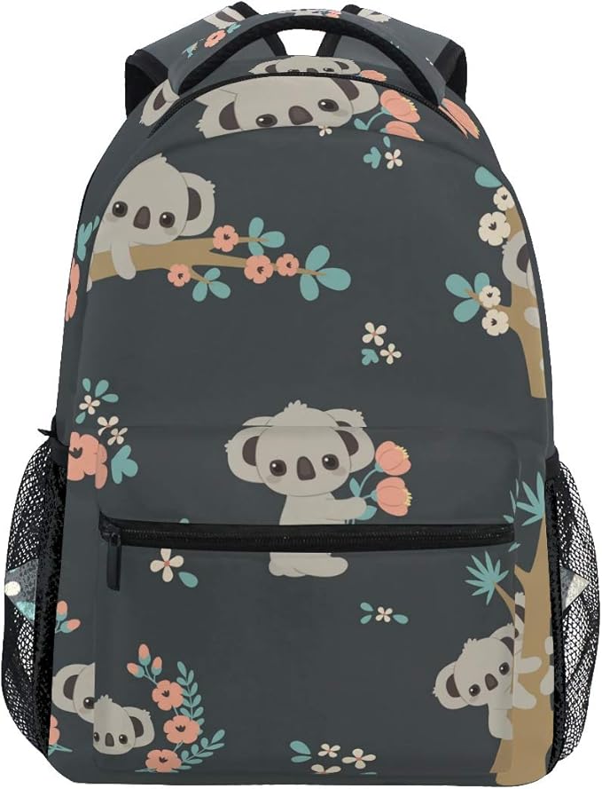 Koala And Flowers Backpack School Bag Travel Daypack Rucksack for Students
