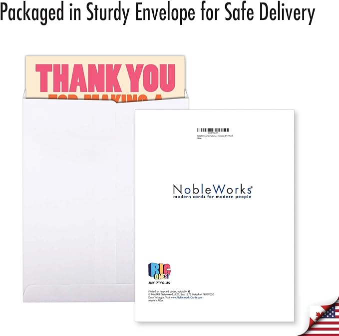 NobleWorks - Extra Large Humorous Thank You Greeting Card From Us 8.5 x 11 Inch with Envelope (1 Pack) Big, Jumbo Big Difference Counselor J8217TYG-US
