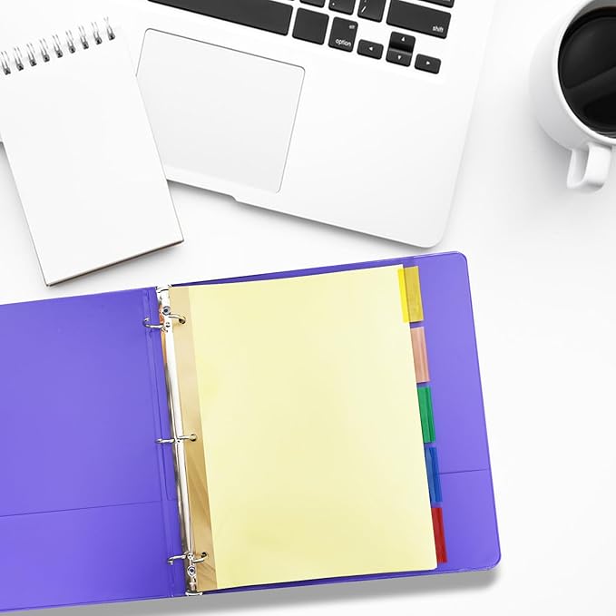 Binder Divider, PANDRI 120 Pack Binder Index Insertable Dividers with 5 Big Tabs, Letter Size Paper Binder Divider for School Office Home Business