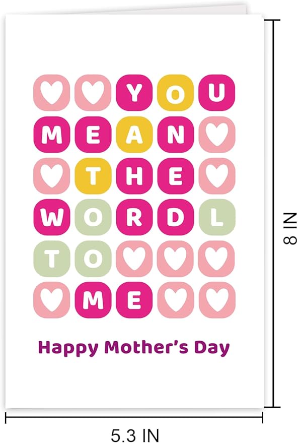 UUEFKTN Happy Mother's Day Wordle Card, You Mean The Wordl To Me, Funny Mothers Day Card For Mom, Word Puzzle Mothers Day Card For Her