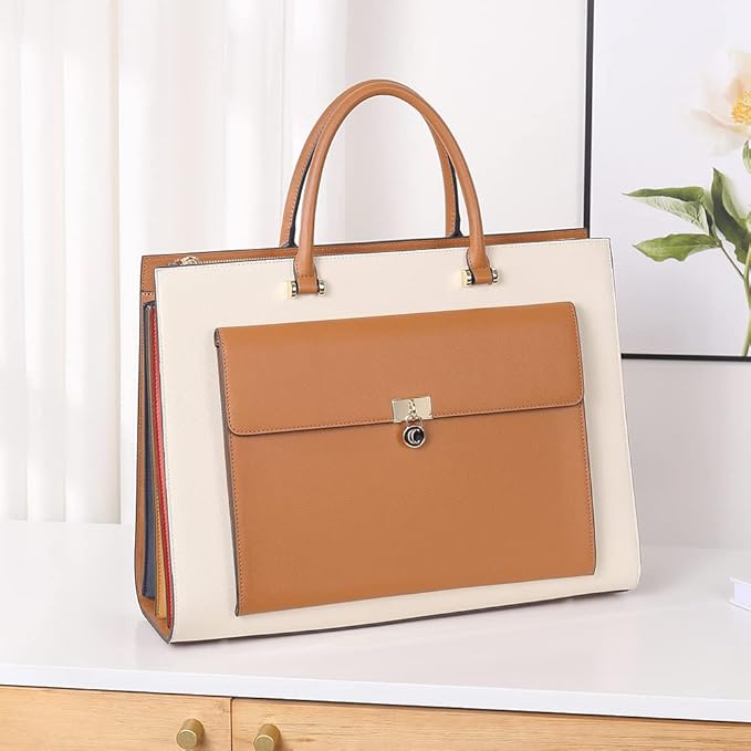 CLUCI Briefcase for Women Vegan Leather 15.6 Inch Laptop Bag Large Pocket Business Ladies Shoulder Bag