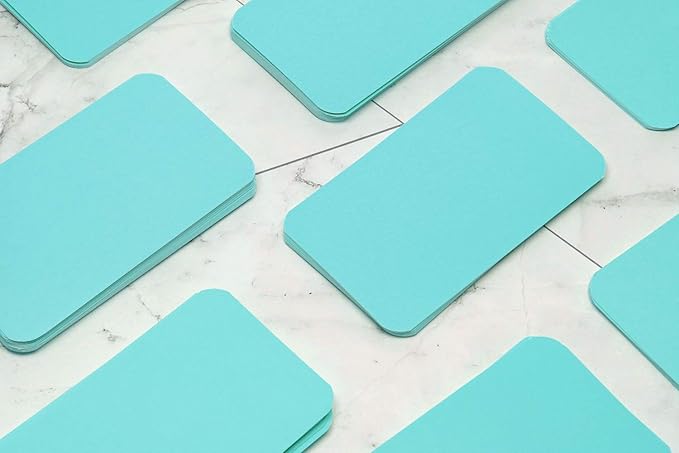 Penta Angel 100 Pcs Mini Paper Blank Gift Notes Cards DIY Craft Small Word Business Message Cards (Light Blue)