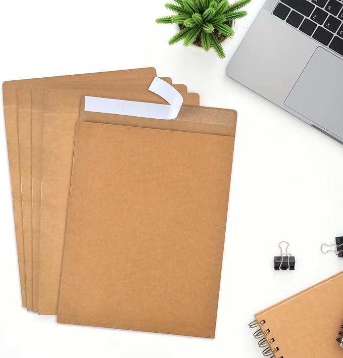 Expandable Envelopes 10x13x2 Large Kraft Envelopes 10x13 Catalog Envelopes Peel and Seal for Home Office Business Storage and Organizing (100)