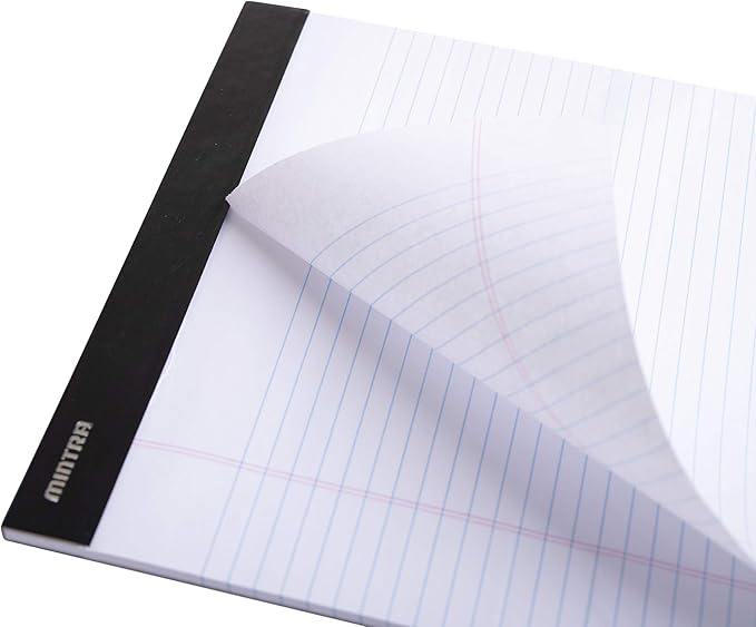 Mintra Office Legal Pads, ((xBasic, 5in x 8in, Narrow (White), 36pk (6-6pks)), Narrow Ruled, 50 Sheets per Notepad, Micro perforated Writing Pad, Notebook Paper for School, College, Office, Work