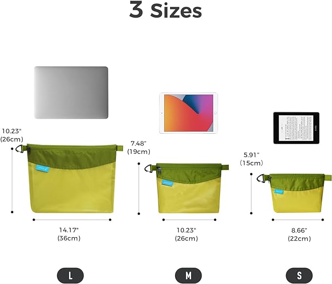 pack all Water-resistant Material Zipper Pouch, Mesh Zipper Bag for Storage, Travel, Office (Large, Green)