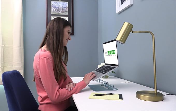 Swivel Laptop Stand for Desk, Adjustable Laptop Stand for Desk w/ 360° Rotation, Raise Tilt Cools Laptop with This Ergonomic Laptop Stand Riser, Collapsible iPad Computer Laptop Stand (Ocean Blue)